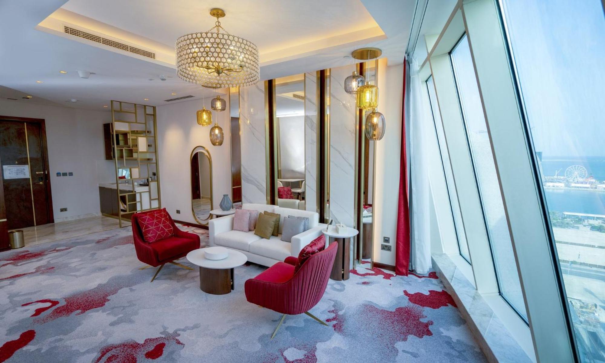 Velero Hotel Doha Lusail ภายนอก รูปภาพ A suite at the hotel